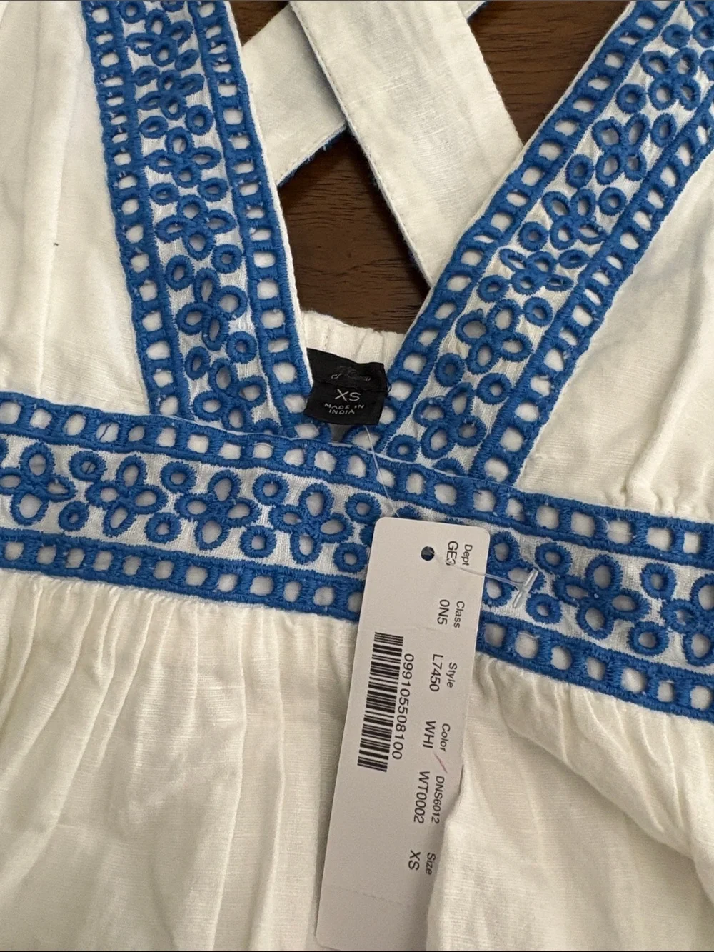 J. Crew White Sundress with Blue Trim